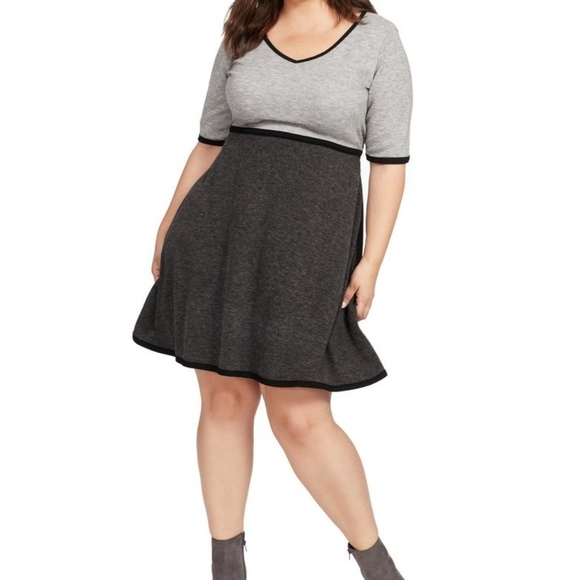 Loveappella Dresses & Skirts - ❗5 For $2️⃣5️⃣ Bundle Sale❗️ Colorblock Fit And Flare Dress In Grey And Black